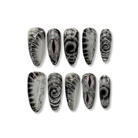 Shadow Gaze | Chrome Mystic Eye Medium Stiletto Press-On Nails - SE-HA-F003