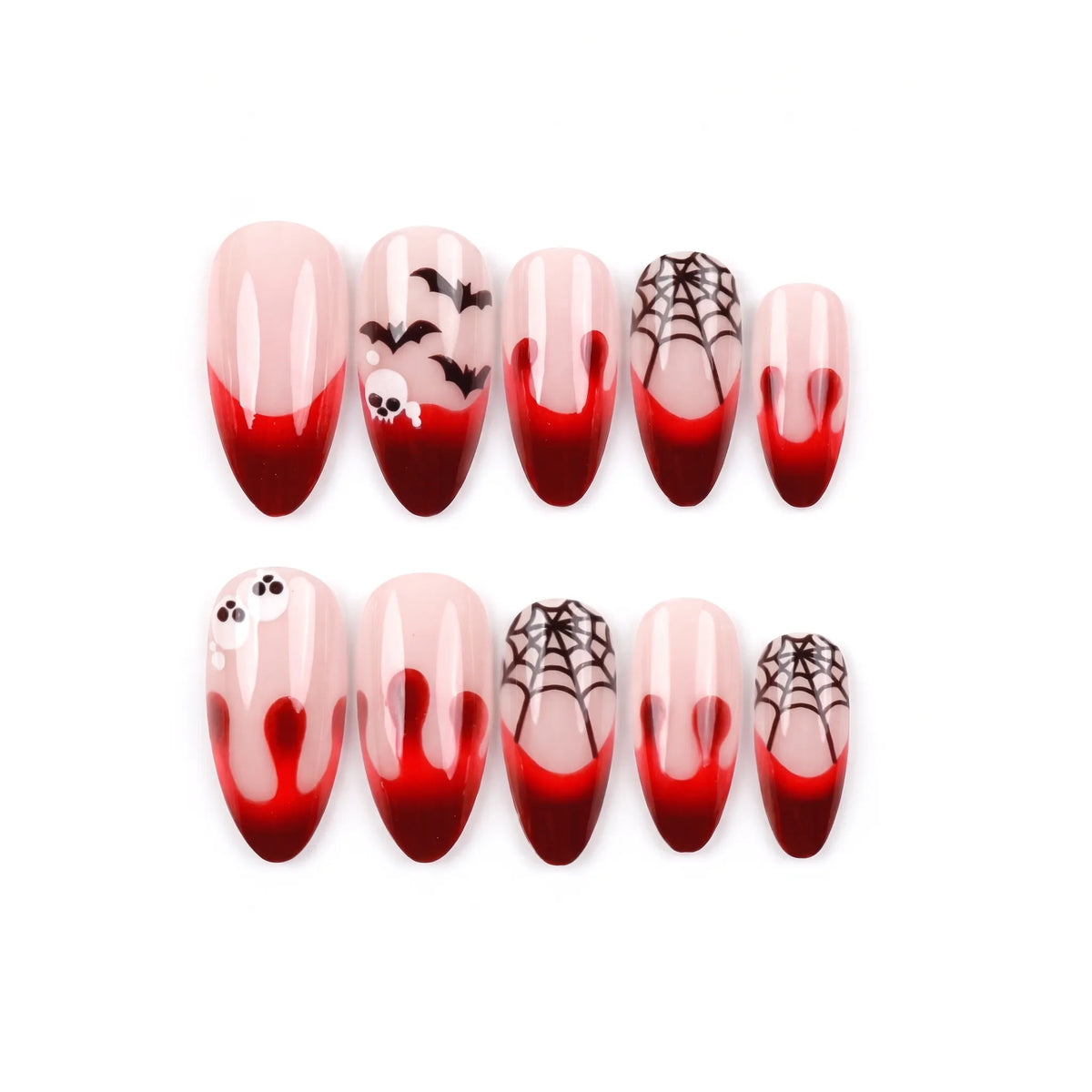 Spooky Soirée | Blood Drip Mixed Art Medium Almond Press-On Nails - SE-HA-F010