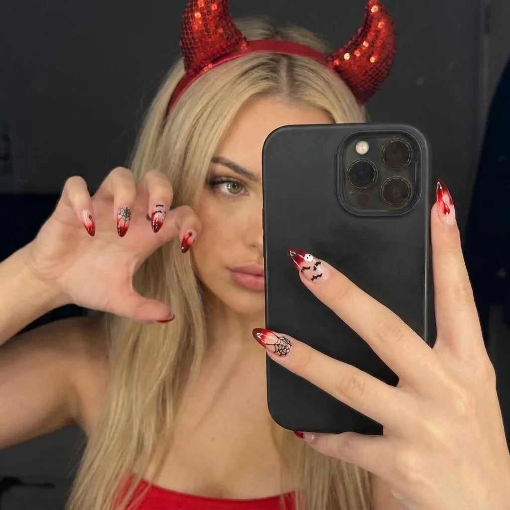 Spooky Soirée | Blood Drip Mixed Art Medium Almond Press-On Nails - SE-HA-F010