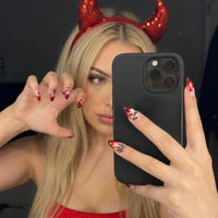Spooky Soirée | Blood Drip Mixed Art Medium Almond Press-On Nails - SE-HA-F010