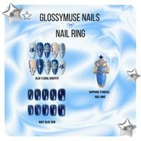 Nails & Nail Ring Bundle: Blue Floral