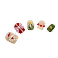 Christmas Bow Short Squared Oval Christmas press on nails