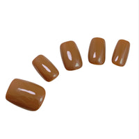 Mocha Short Square brown press on nails set
