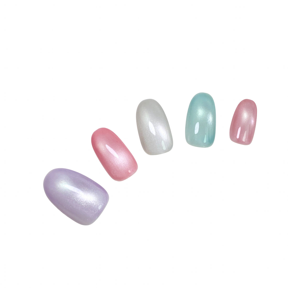 Colored Candy Cat-Eye Oval pastel cat eye press on nails