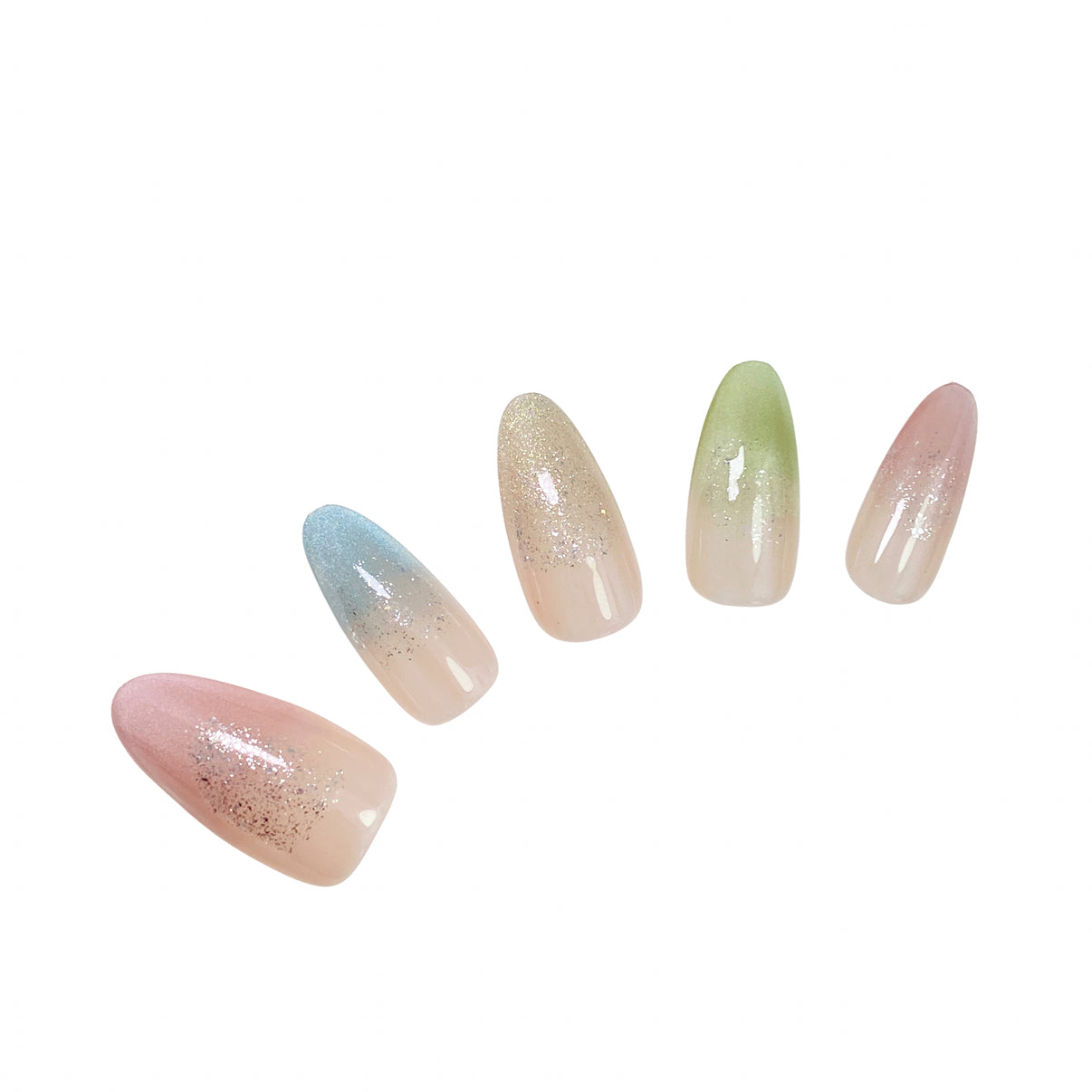 Colored Candy Cat-Eye French Oval press on nails set