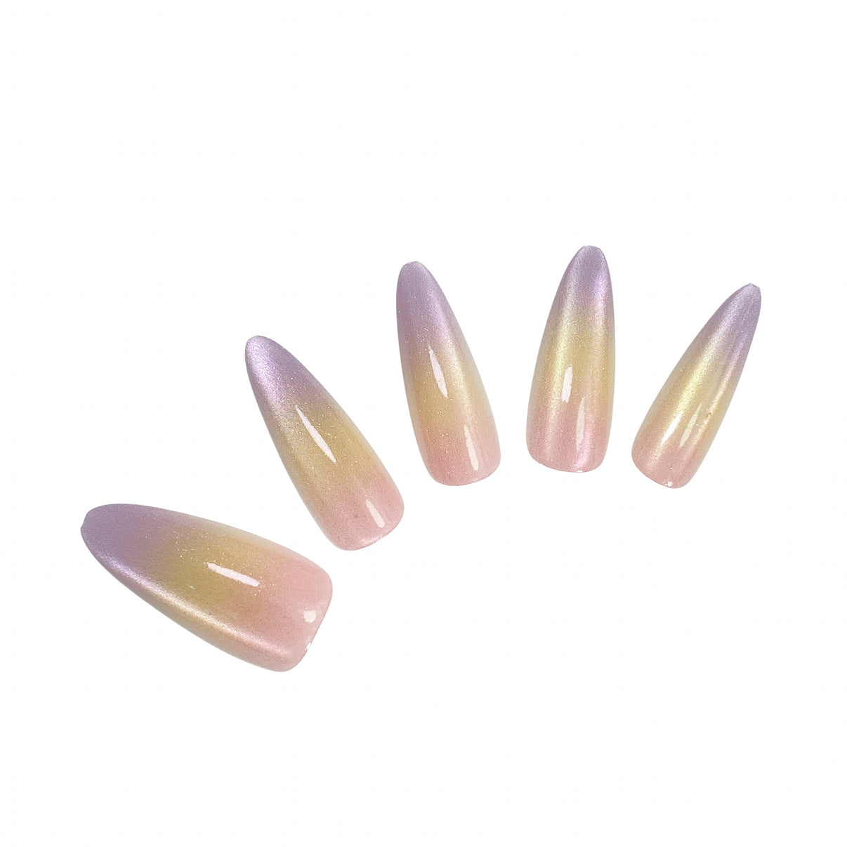 Rainbow Gradient Long Almond press on nails set