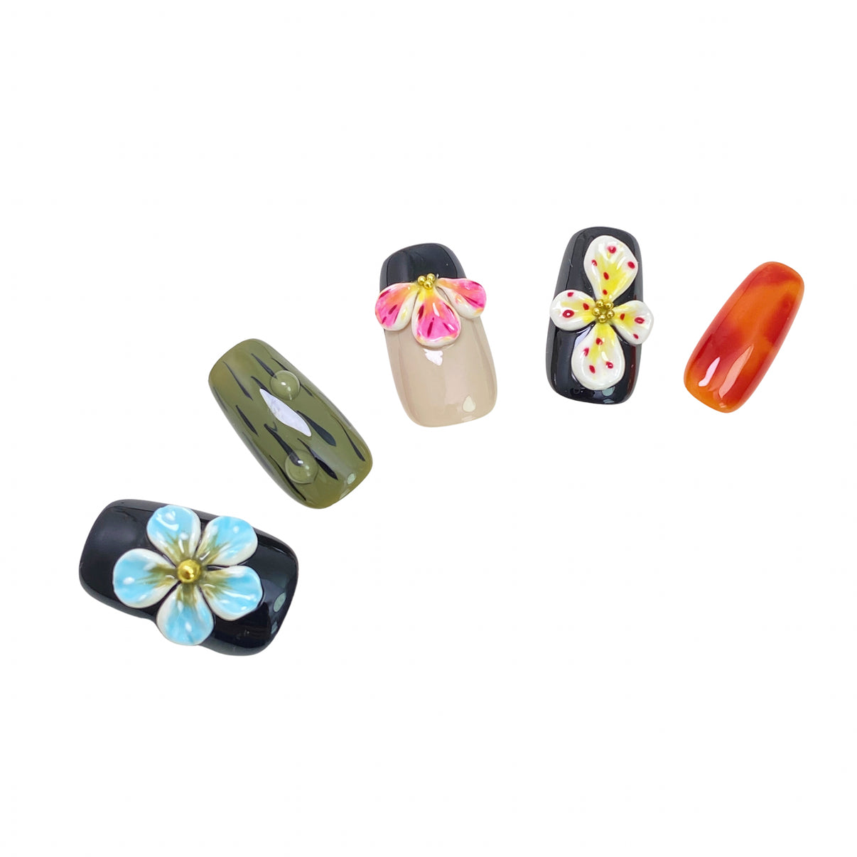 3D Flower Summer Vacation Short Ballerina press on nails