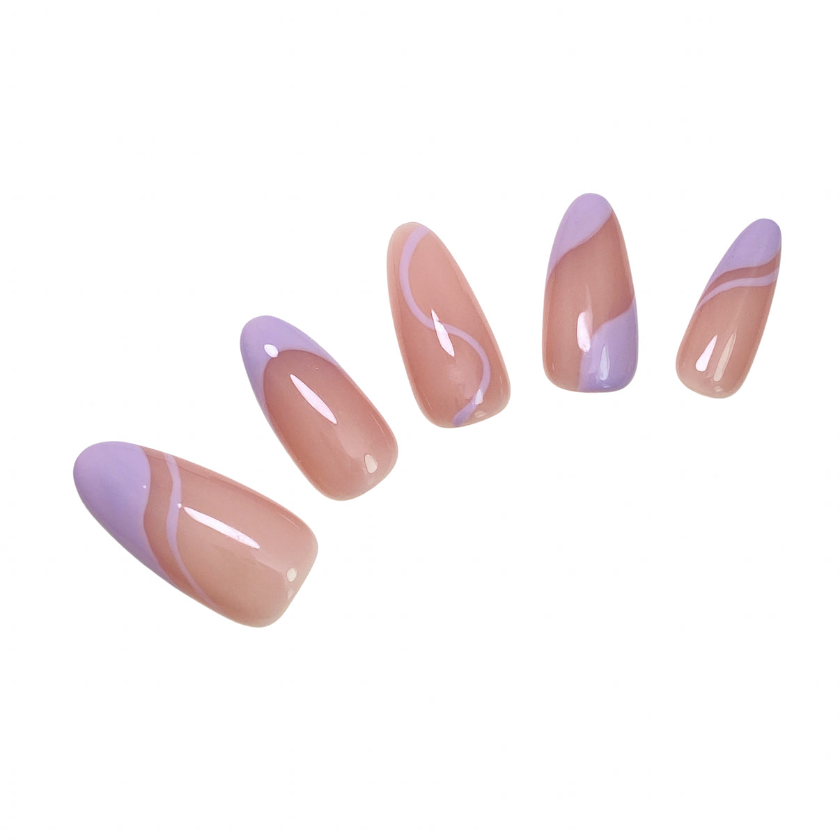 Violet Nude Almond salon grade press on nails set