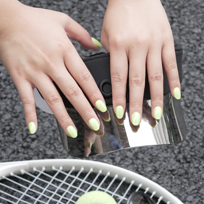Ace Neon | Solid Neon Lime Medium Oval Press On Nails