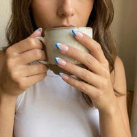 Azure French | Sky Whisper Almond Medium Press on nail