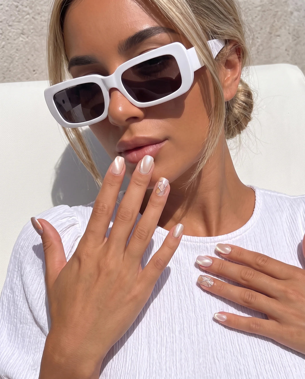 Mosaic Glam | Blush Mosaic Square Short Press on nail