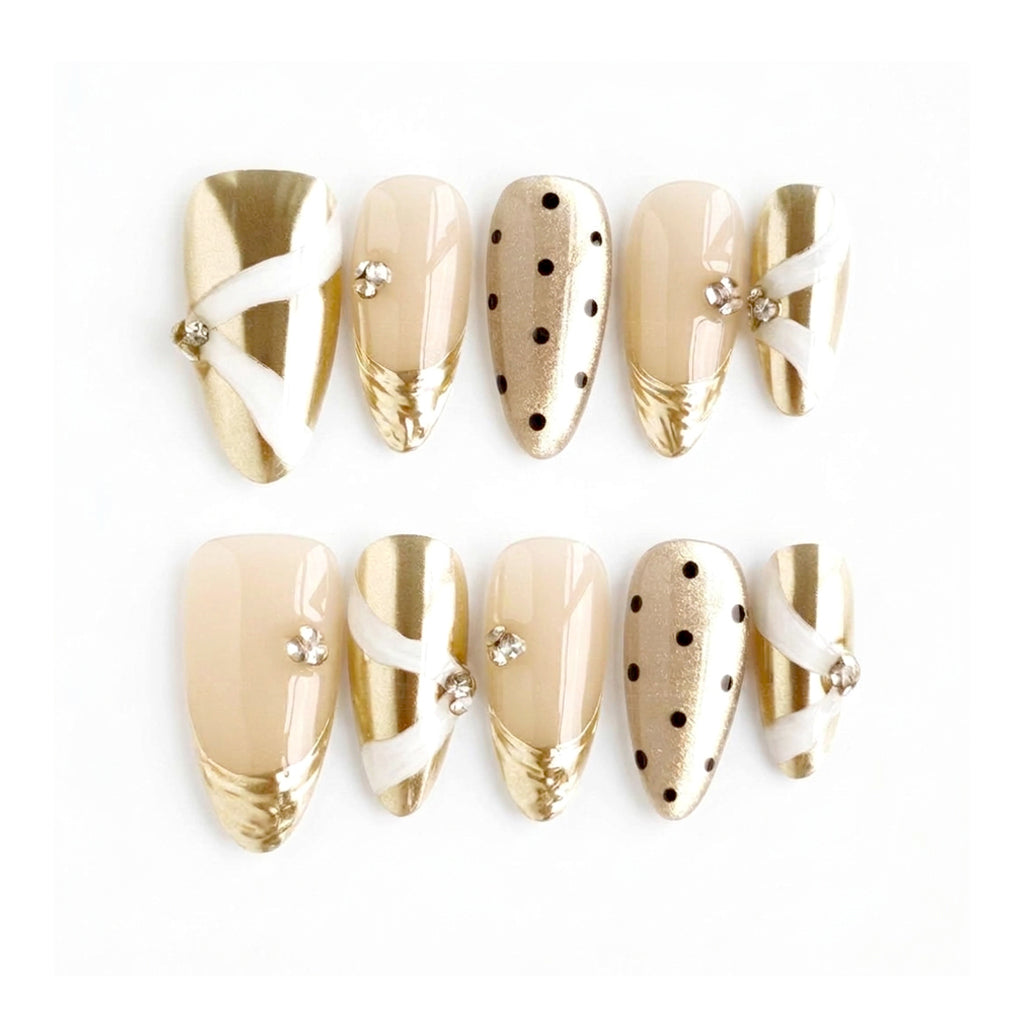 Liquid Luxury | Champagne Drape Almond Medium Press on nail