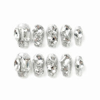 Crystal Gloss Spark almond medium handcrafted press-on nails — front view | GlossyMuse