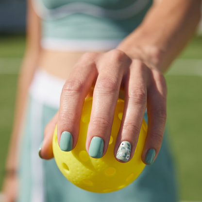 Fresh Air Floral court candy packaging — daily mint short square pickleball nails | GlossyMuse