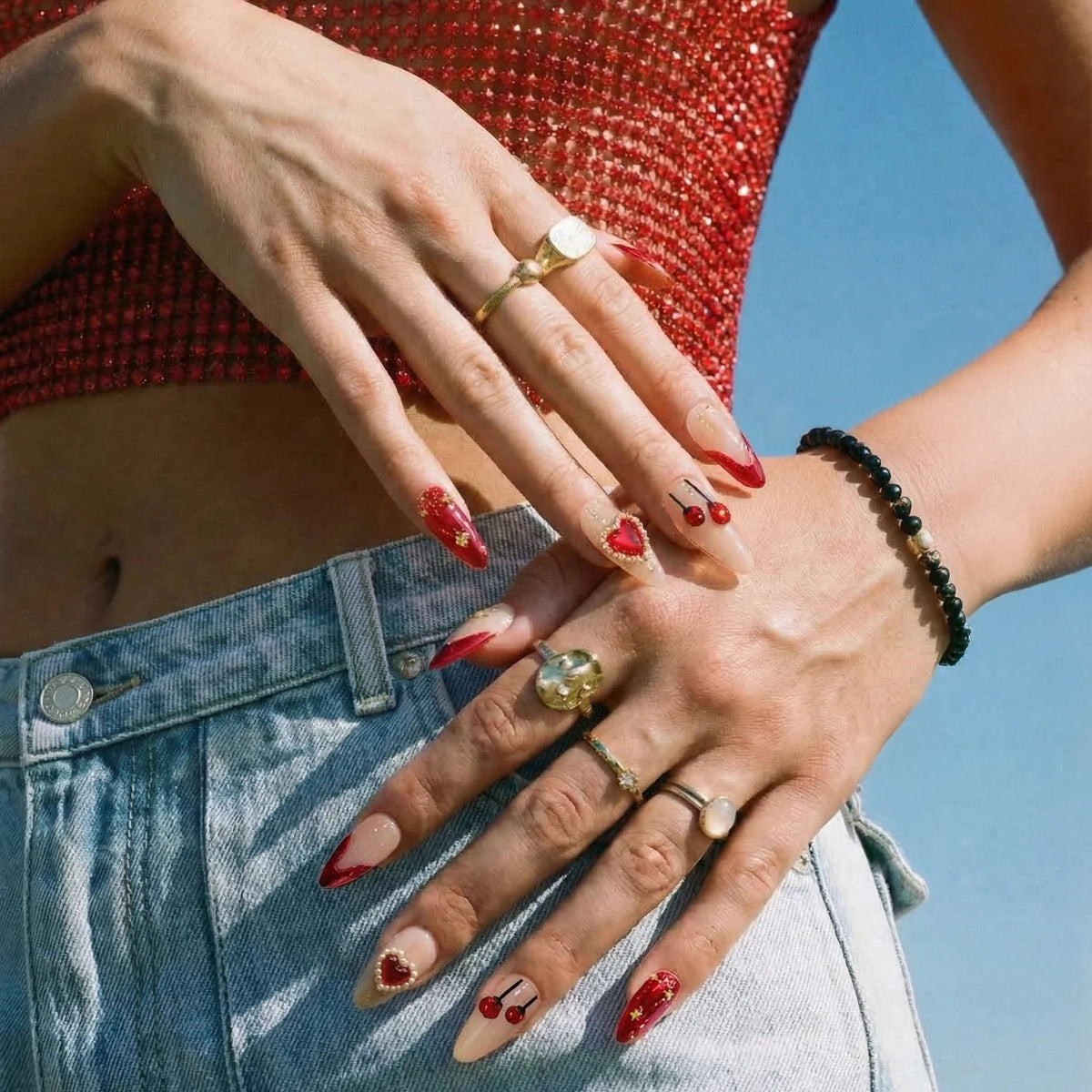 Festival Heartstrings nail ring set detail view 3 | GlossyMuse