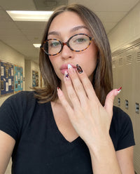Honor Roll Star | Star Tortoise Rhinestone Medium Almond Press On Nails