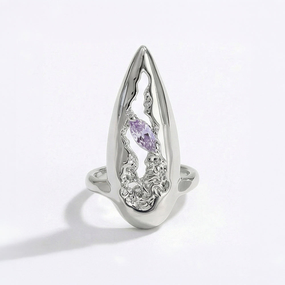 Liquid Silver Nail Ring — hero view | GlossyMuse
