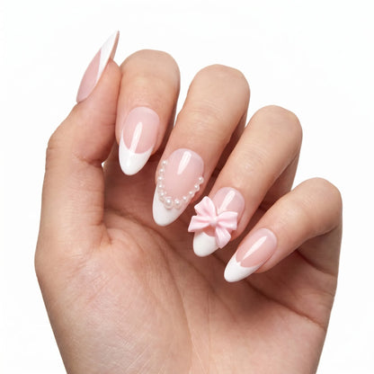 Dreamy | Love Knot Bows Almond Medium Press on nail
