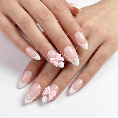 Dreamy | Love Knot Bows Almond Medium Press on nail