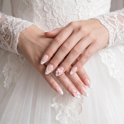 Dreamy | Love Knot Bows Almond Medium Press on nail