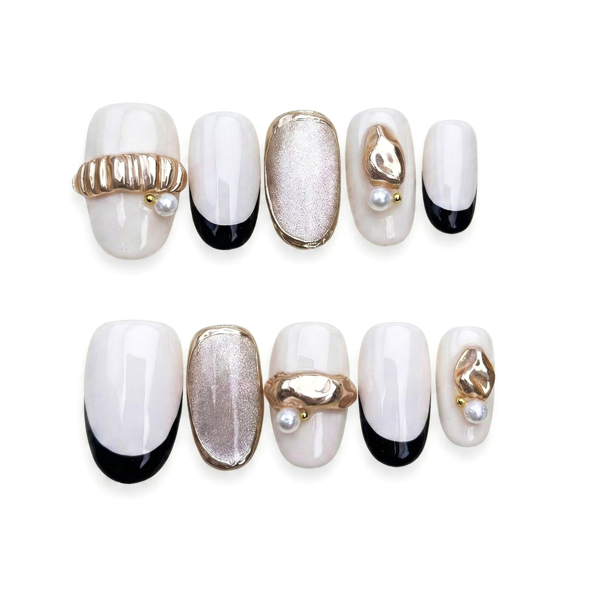 Midnight Aura | Moonlit Contour Round Short Press on nail