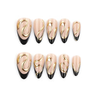 Gilded French | Gold Accent Black French Tip Press On Nails