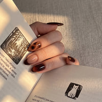 Cocoa Muse | Chocolate Brown French Tip Medium Almond Press On Nails