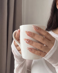 Foil Petals | Blush Floral Rose Gold Medium Almond Press On Nails