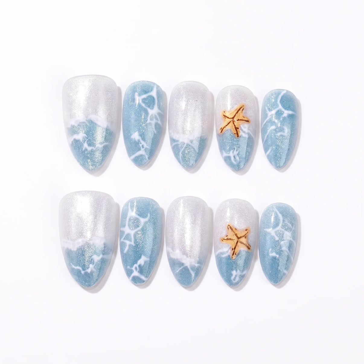 SeaGlass Star Press On Nails - View 1