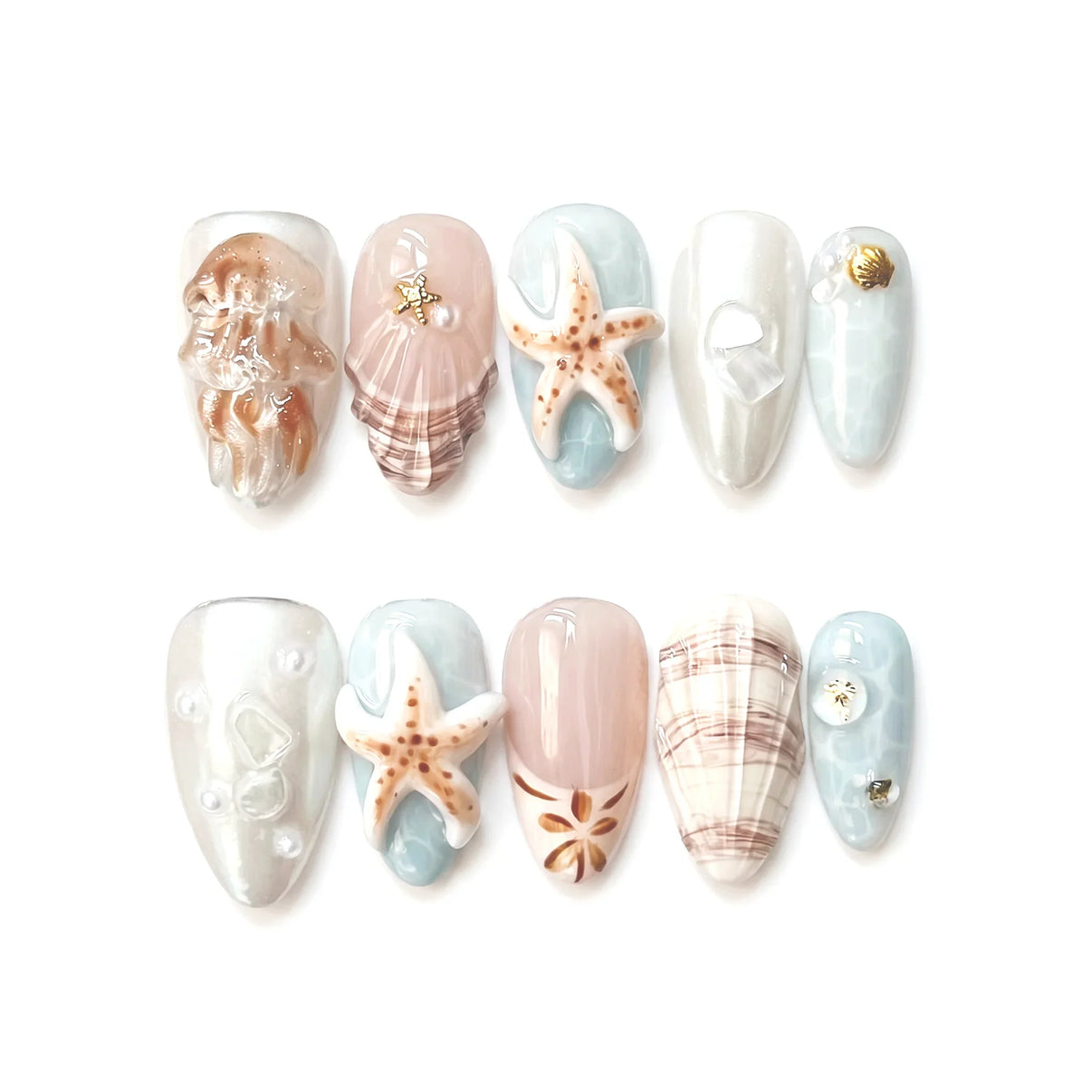 Coastal SeaGlass Press On Nails - View 1
