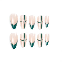 Emerald Prep | Plaid Grid Medium Almond Press On Nails