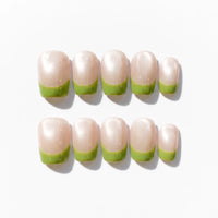 Match Point | Green French Tip Short Square Press On Nails