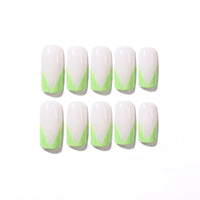 Lime Edge | Neon Lime V-Tip Medium Coffin Press On Nails