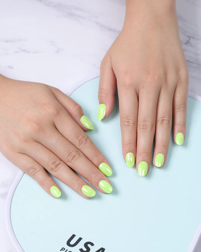 Ace Neon | Solid Neon Lime Medium Oval Press On Nails