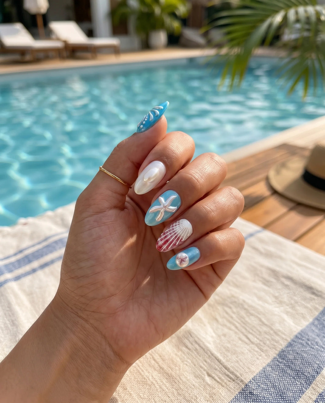 Tidal Pearl | Ocean Dew Almond Medium Press on nail