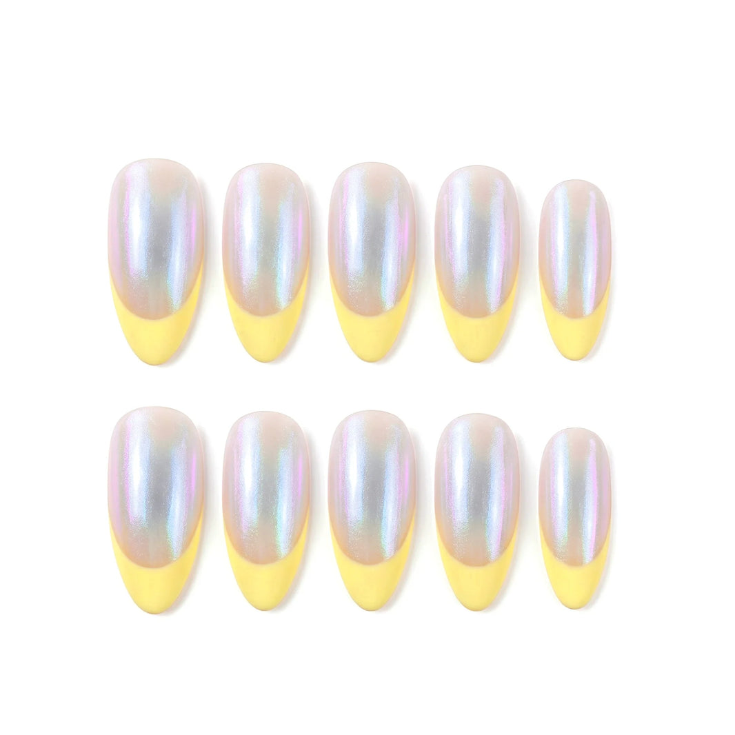 Minimalist Muse Pastel Shine Almond Medium Press on nail - Pearlescent Pastel French Style