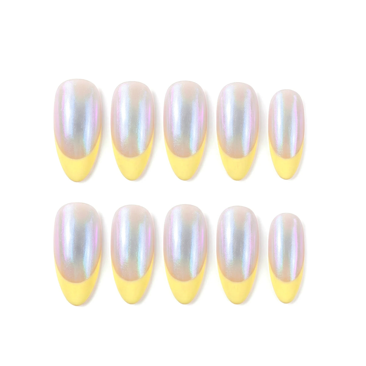 Minimalist Muse Pastel Shine Almond Medium Press on nail - Pearlescent Pastel French Style