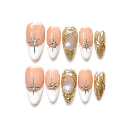 Ocean Elegance | Pearl Tides Almond Medium Press on nail
