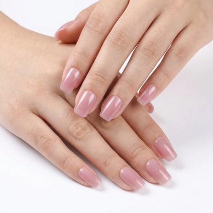 Dewy Petal Glow | Petal Gloss Square Short Press on nail