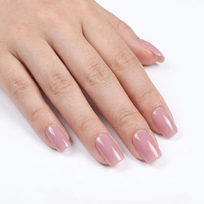 Dewy Petal Glow | Petal Gloss Square Short Press on nail