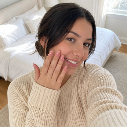 Dewy Petal Glow | Petal Gloss Square Short Press on nail