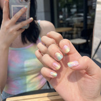 Pastel Prism | Rainbow Drift Square Short Press on nail