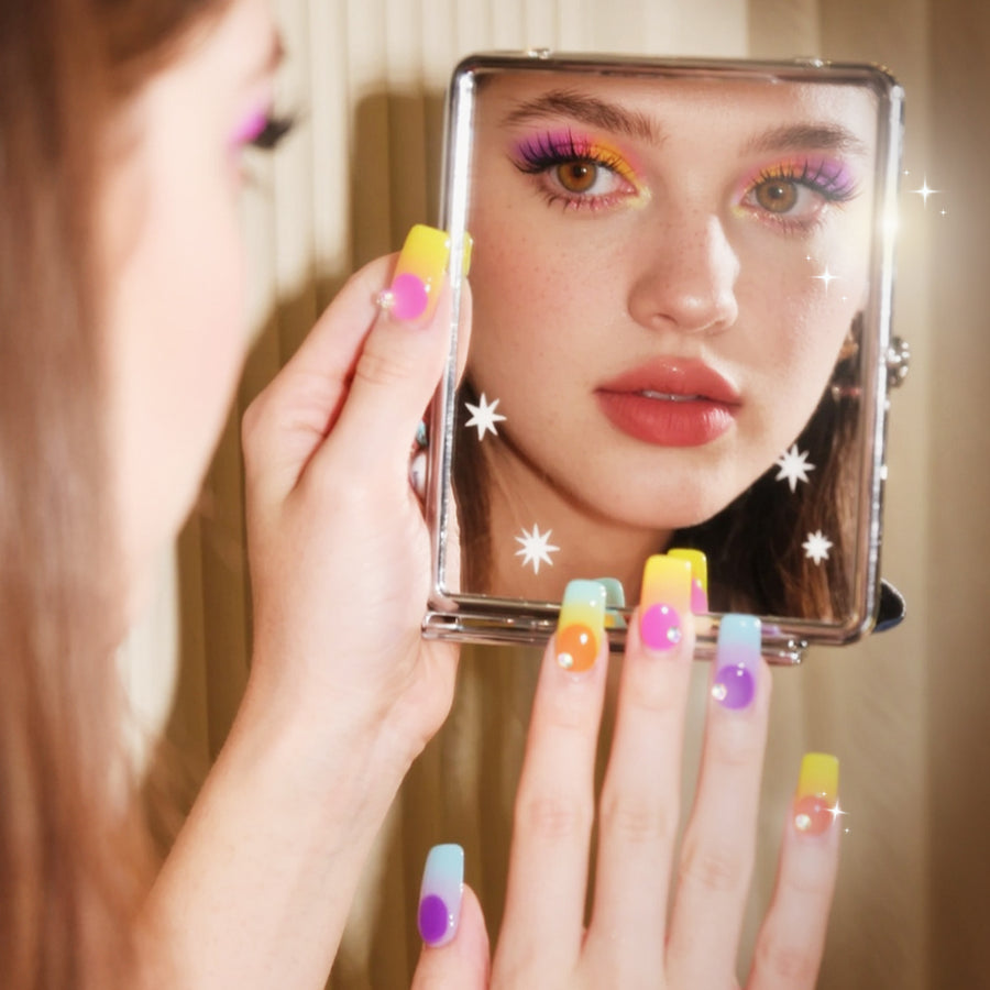 Pre-order Rainbow Dopamine Style colorful press on nails