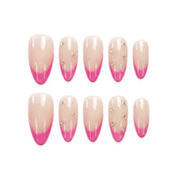 Rosewater French 75 almond medium handcrafted press-on nails — front view | GlossyMuse