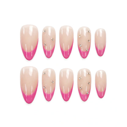 Rosewater French 75 almond medium handcrafted press-on nails — front view | GlossyMuse