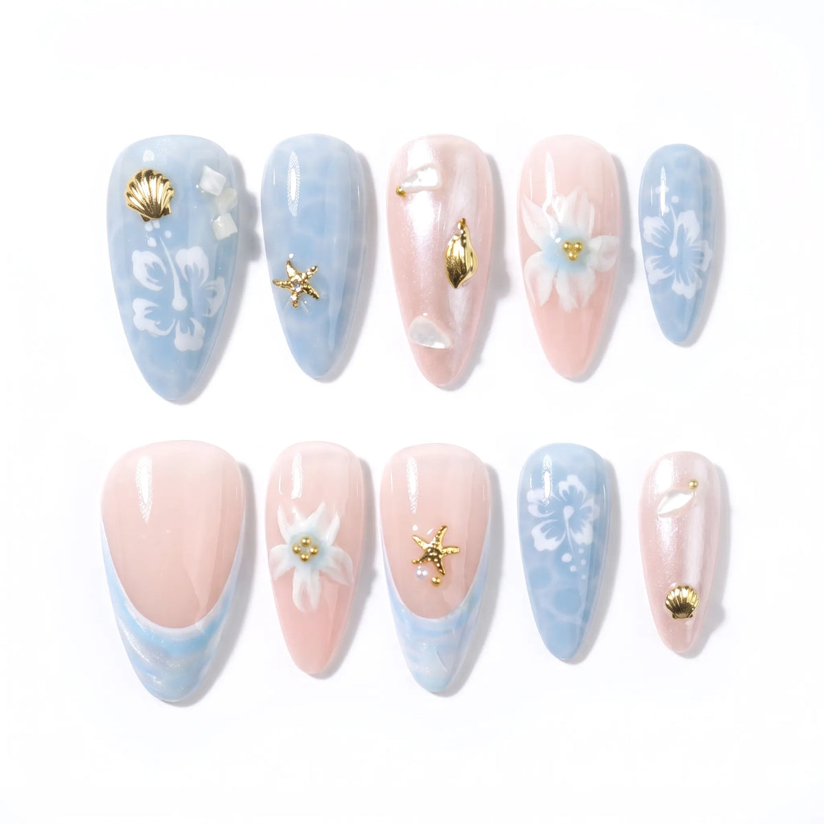 SeaGlass Star Press On Nails