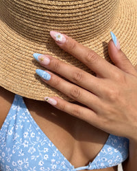 Seafoam Blossom | 3D Floral Lace Medium Almond Press On Nails