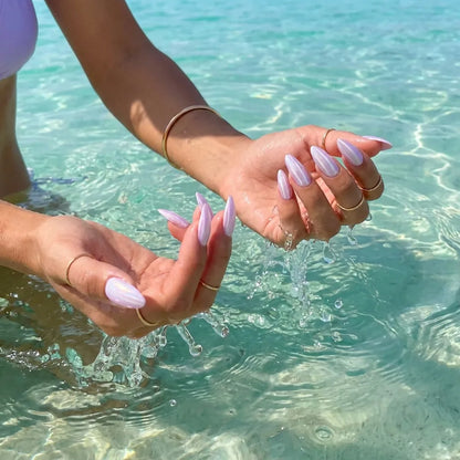 Seaglass Glow | Lavender Iridescent Medium Almond Press On Nails