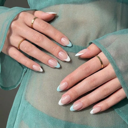 Shoreline French | Two-Tone French Medium Almond Press On Nails