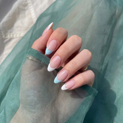 Shoreline French | Two-Tone French Medium Almond Press On Nails